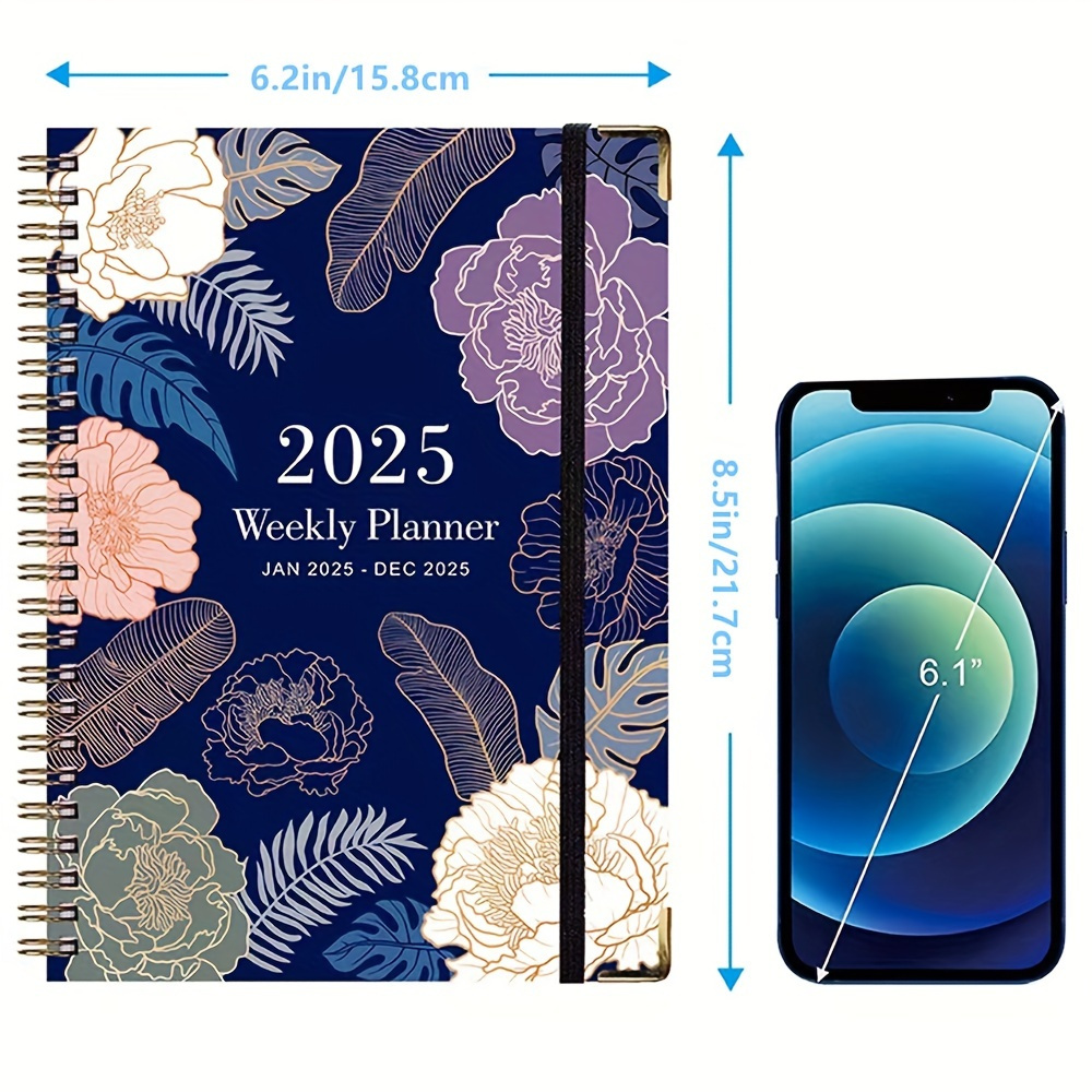 

2025 Weekly Planner With Monthly Index, A5 Size (6.2" X 8.5"), Academic & Office Organizer By December One, Includes Stickers And Back Pocket - Home, School, And Work