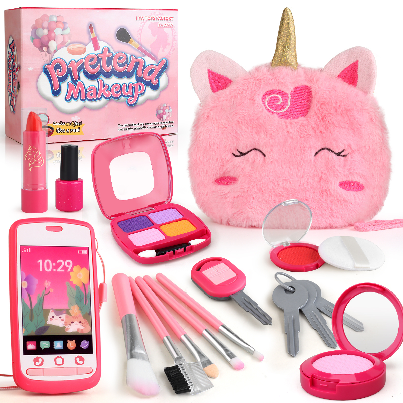 TEMU Set Trucco Realistico per Ragazze, Set di Conservazione Giocattolo Cosmetici di Simulazione, a Bambini dai 3 Anni in Su, Regalo Gioco di Trucco