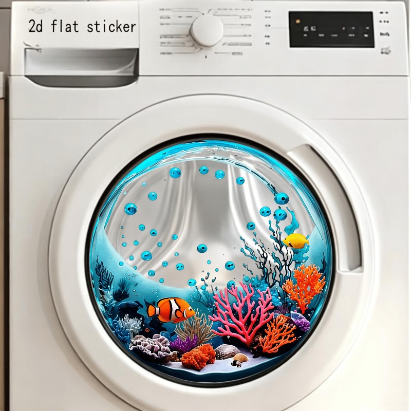 TEMU 1pc Aquarium School Creative Decorative Wall Sticker, Pvc Material, Suitable For Bathroom Toilet, Balcony Washing Machine Decoration, Adds A To