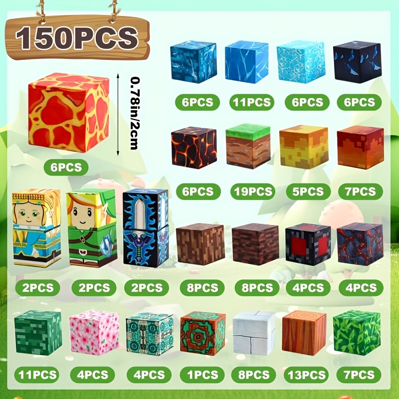 Image of 150pcs Magnetic Square Toy Building Block Set, Easy And Easy To Assemble, Gift For Boys And Girls, Valentine's Day Easter Ramadan Eid Fitr New Year Birthday Party