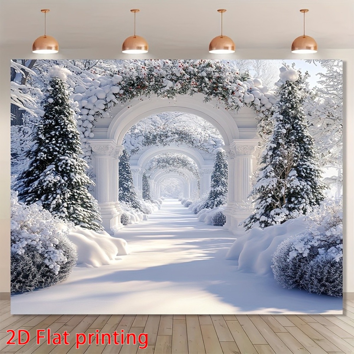 TEMU 2d Flat, 2d Flat - 2d Flat Printed 1pc, Festive Backdrop Featuring A Large White Snow Landscape, Perfect For Christmas. This Multifunctional