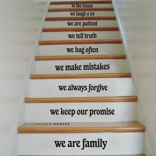 2pcs set inspirational slogan self pvc stair wall stickers for room bedroom entrance kitchen background wall and window glass decor