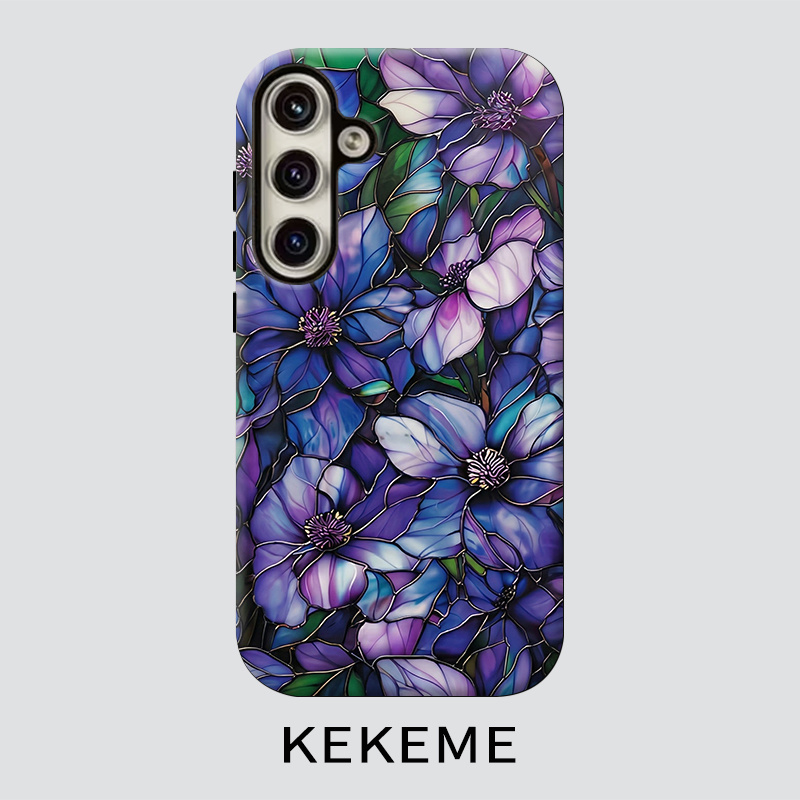 TEMU Phone Case - Kekeme Purple Floral Film 2-in-1 Suitable For Galaxy S26 S25 S24 S23 S22 S21 S21+ S21 Fe Edge S20 A15 A16 A17 A23 A32 A34 A35 A36
