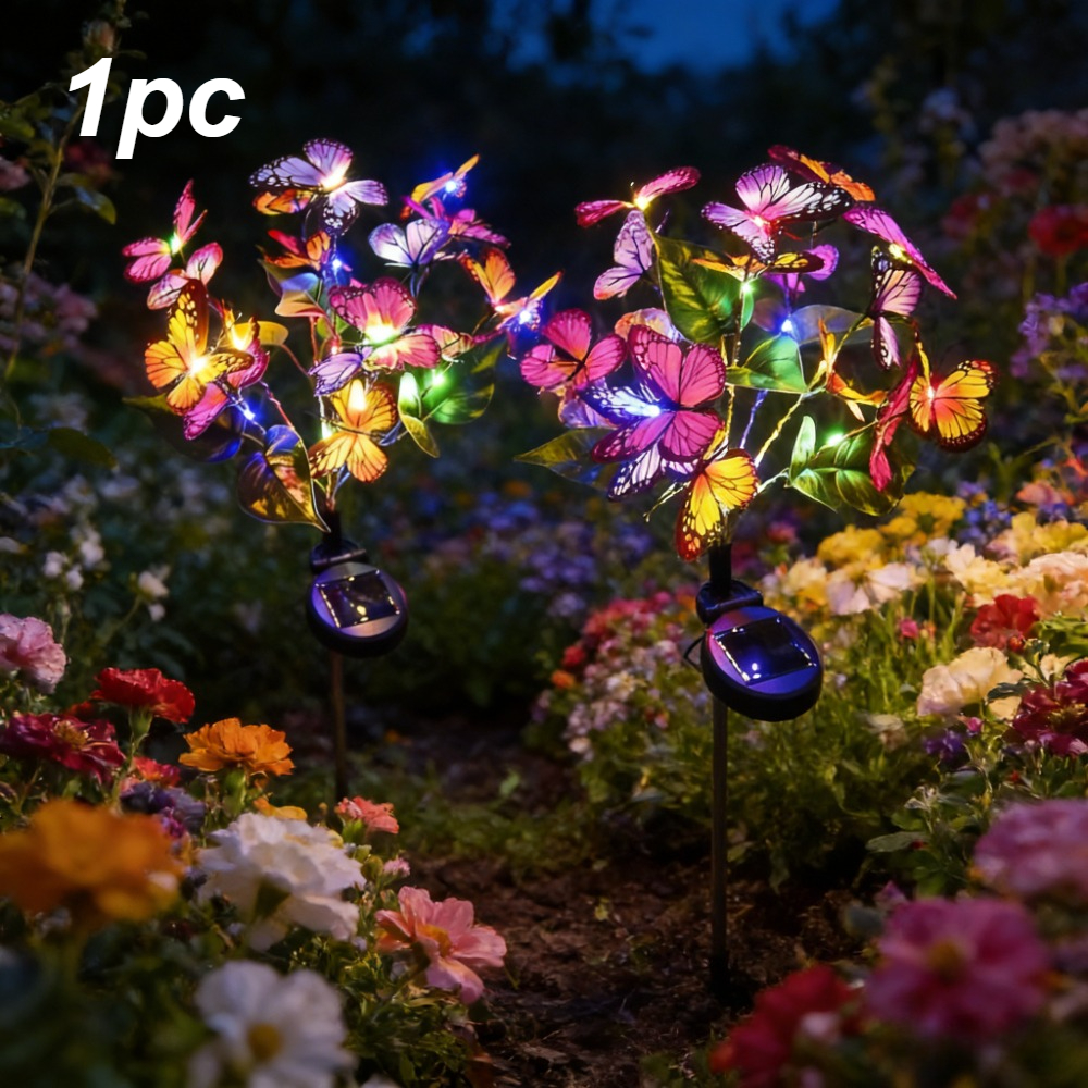 Outdoor Solar Lights, A Pack Of Led Butterflies, Solar 7-head Decorative Lights, Courtyard Landscape Atmosphere Lights, Add A Beautiful Scenery To Your Yard