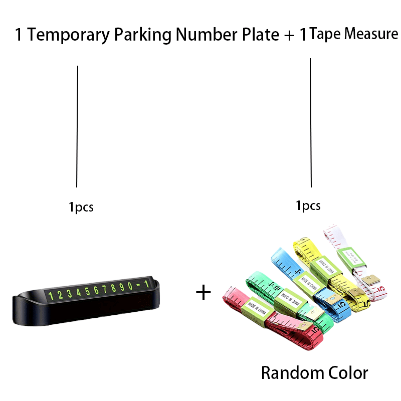 TEMU 2pcs-( 1 Temporary Parking Number Plate+ 1 Tape Measure) Hideable Car Parking Number Plate, Temporary Parking Number Plate, Car Parking Phone