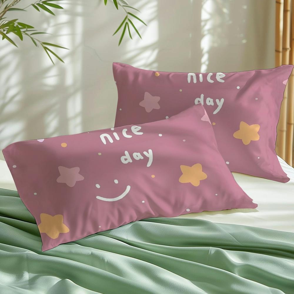 TEMU 2pcs Sweet And Cute Cartoon Patterns, Great Gift , (5) Double-sided Printed, Double-sided Soft Fleece Pillowcase For Bed, Bedroom Pillowcase