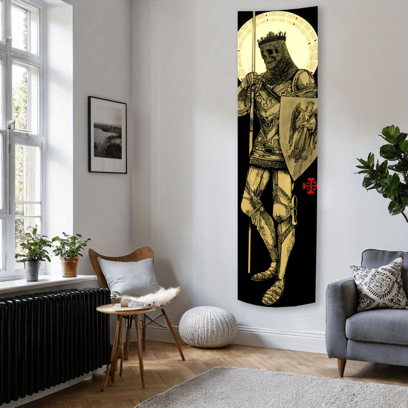Mittelalterliche Engel Ritter Wandteppich Gold Ästhetische Kunst_voghion.com