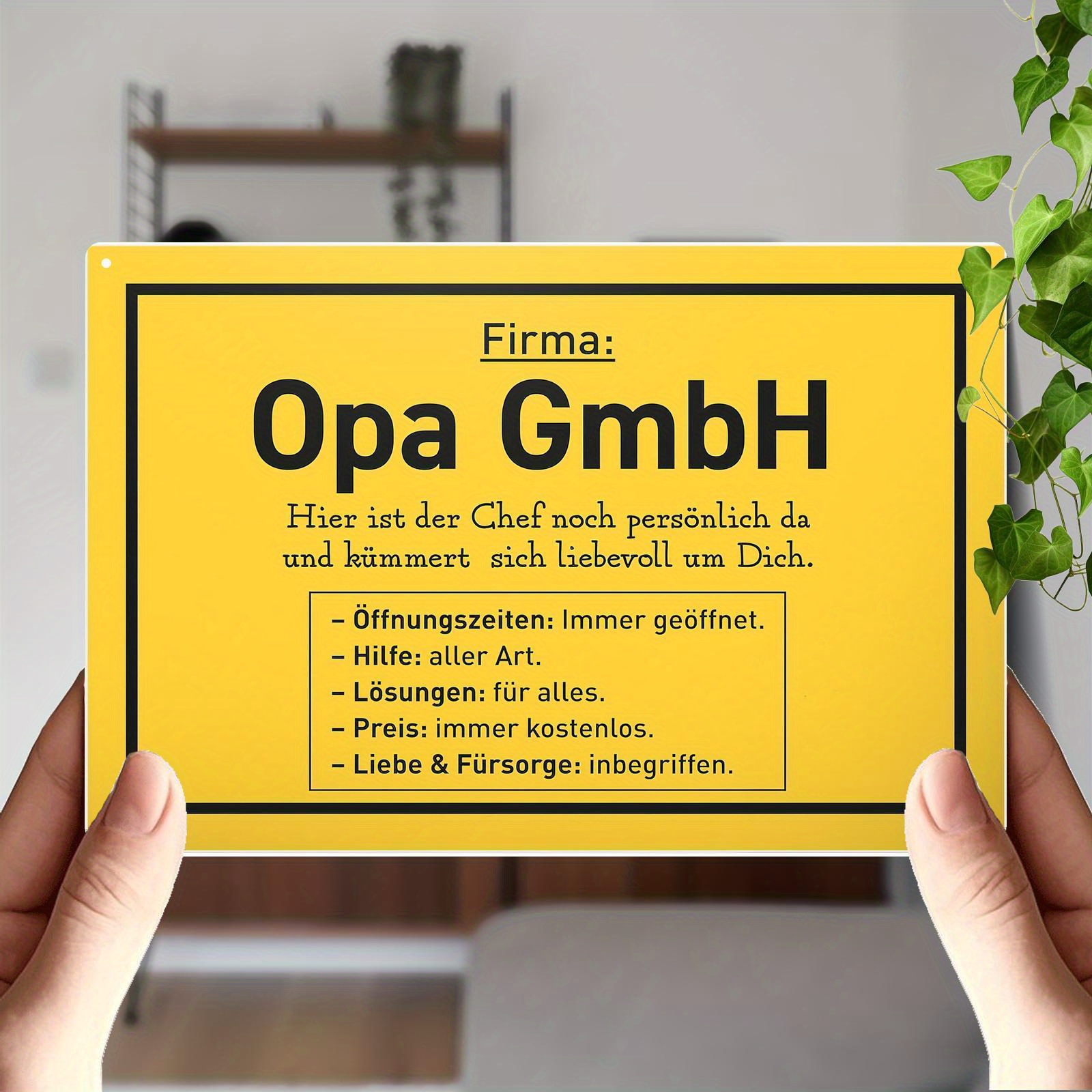 E-shop 2D Flat - 1 Stück Aluminium 2D Flat Schild - "Opa GmbH" Geburtstags- und Feiertagsgrußkarte, Größe 20.32X30.48 cm, mit deutschem Text, robuste