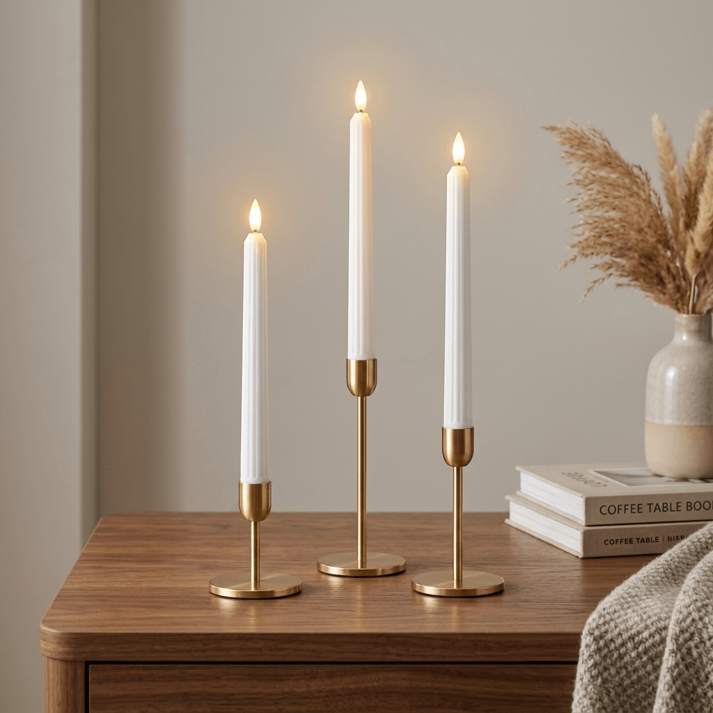 TEMU 3pcs Flameless Taper Ivory Candles Battery Operated Bulk Fake Candles Light Led Candle Sticks Flickering Tapered For Easter Wedding Anniversary