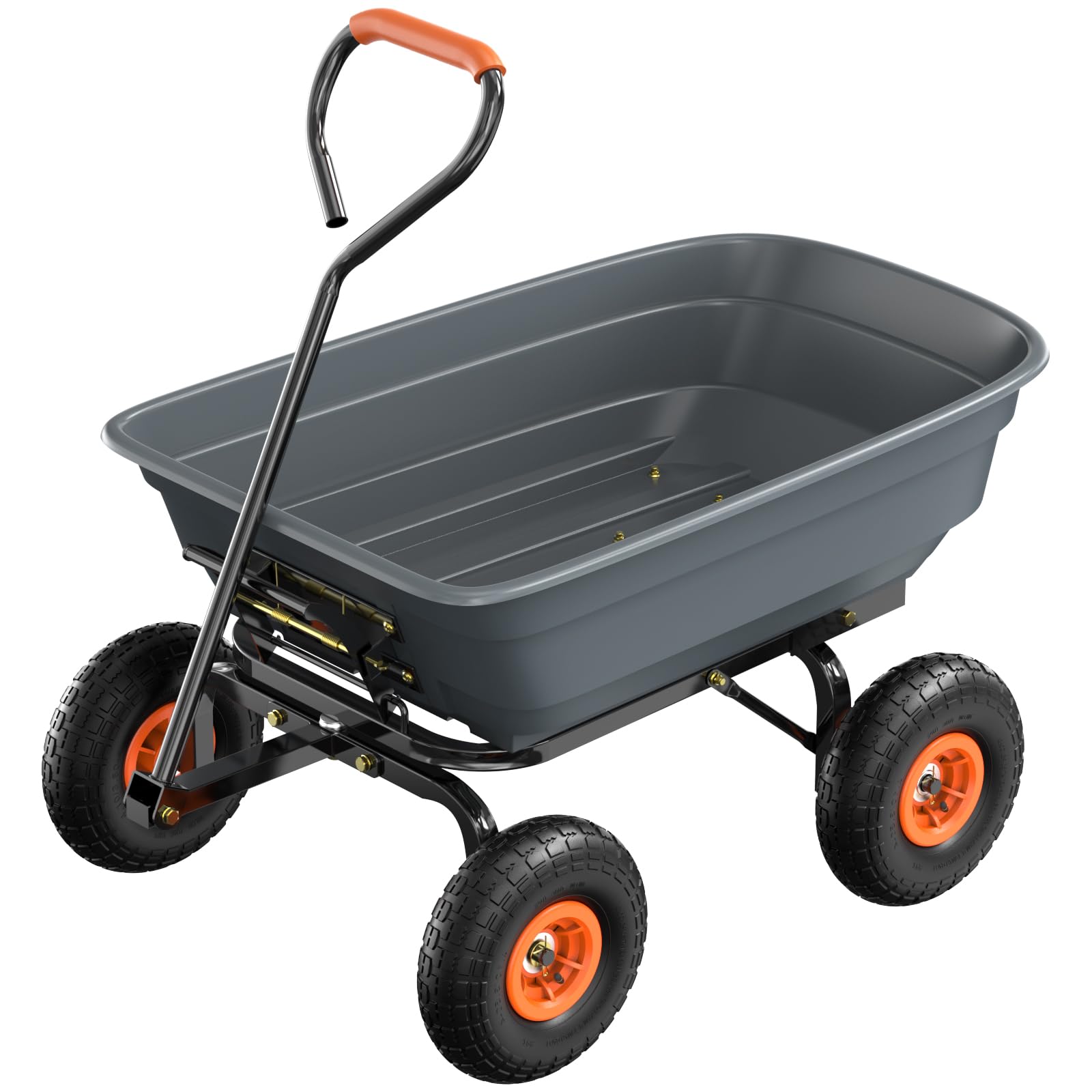 Bonnlo Wheelbarrow With 4 Wheels & Tilt Function, Garden Cart With 272kg Load Capacity, Quick-release System, And Flexible Handle, For Gardening And Landscaping, 111×66×98cm, Gray