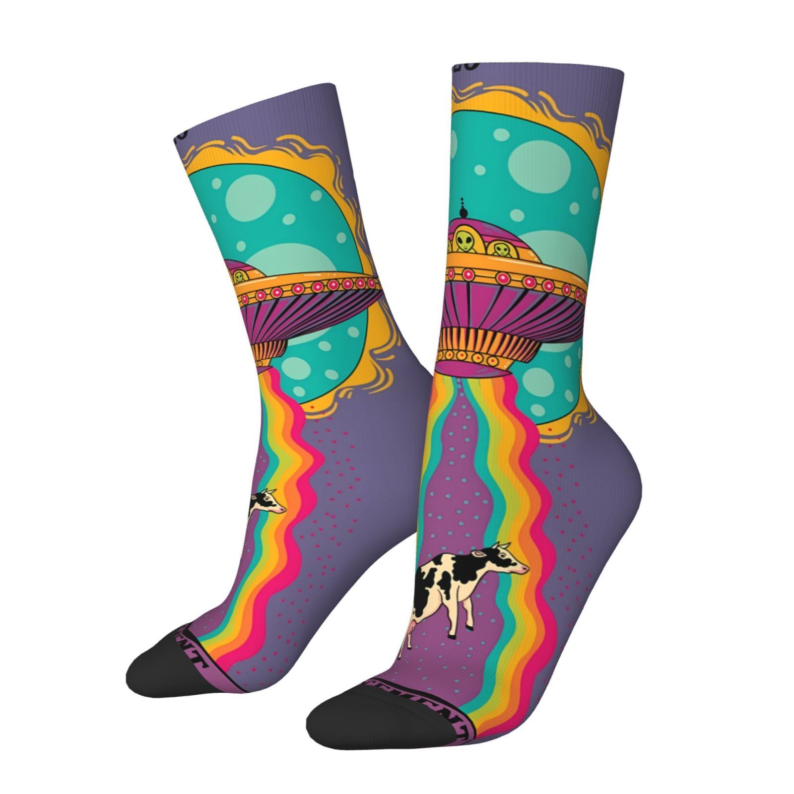 TEMU 1 Pair Socks, Fashion Pattern, Polyester & Spandex Blend-soft And Comfortable Leisure Socks, Breathable Sweat-absorbent Sports Socks