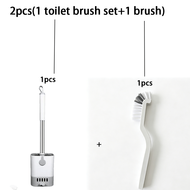 TEMU 2pcs (1 Set Toilet Brush And 1pc Brush) Wall-mounted Toilet Brush Set With Long Handle - Flexible, No Dead-angle Design, Convenient For Bathroom