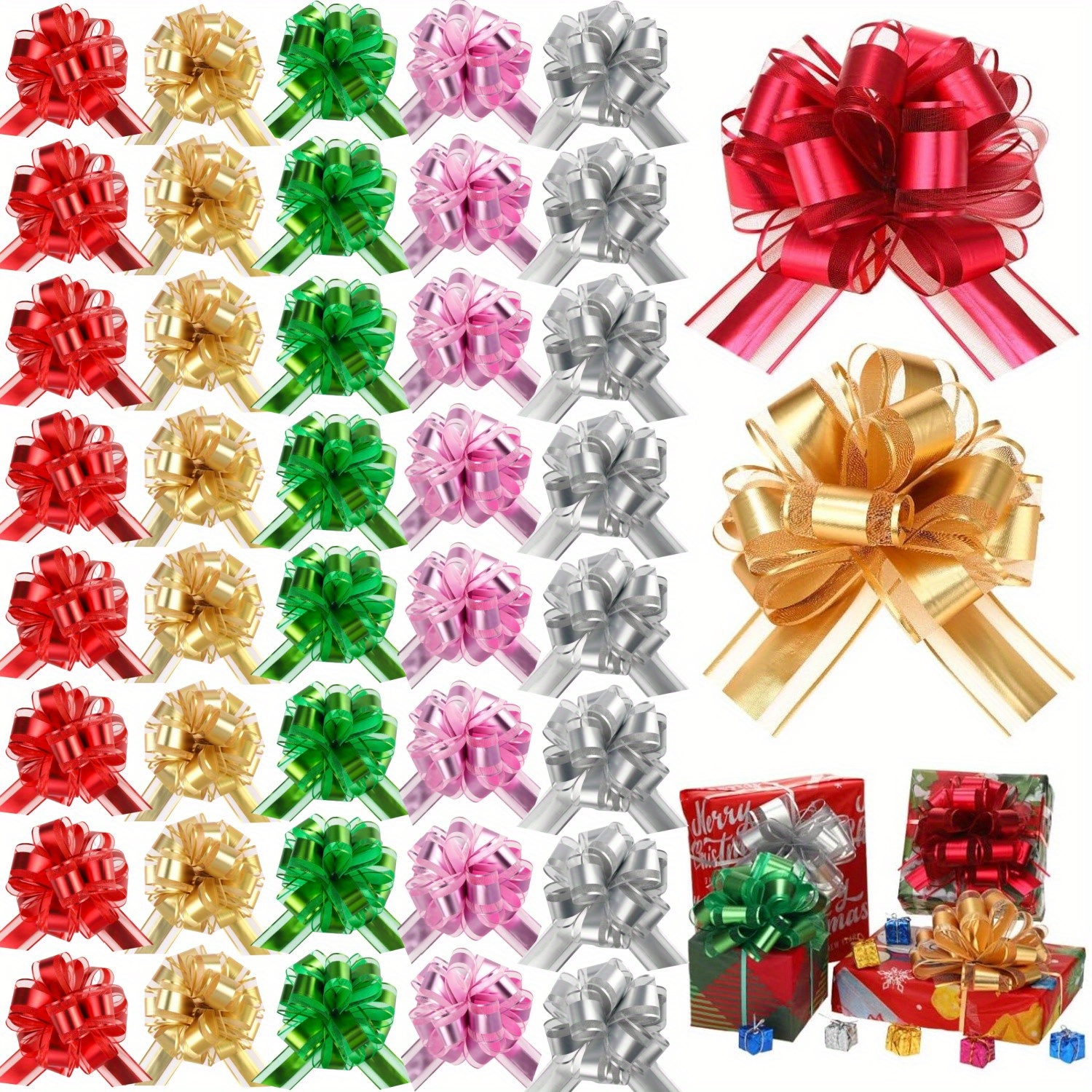 30 large ribbon bows 6inch colorful ribbon bows for christmas and wedding decoration and packaging valentines day gift wrapping ribbons suitable for christmas weddings and gift wrapping