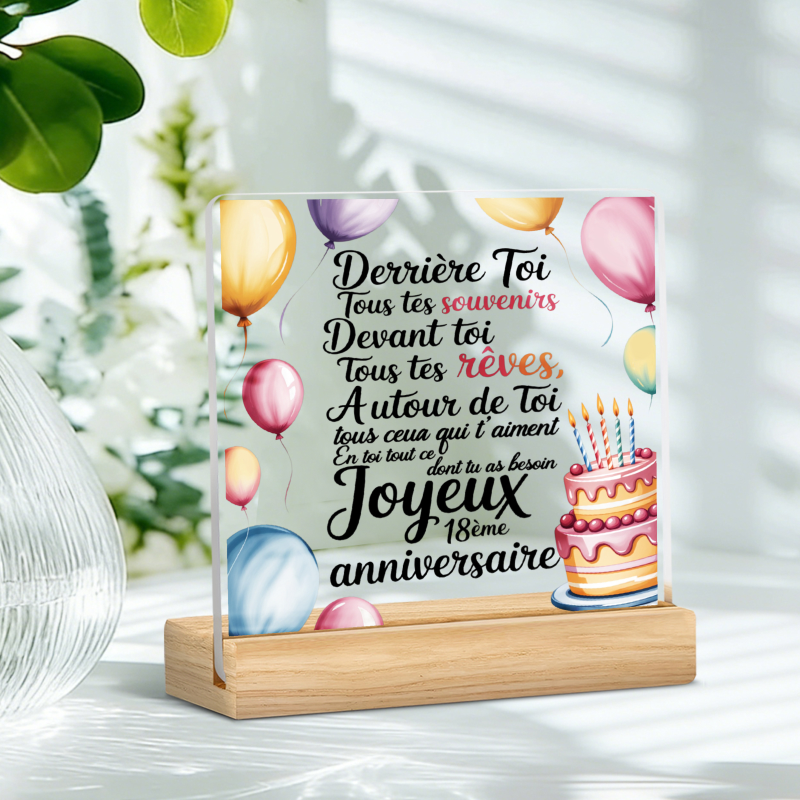 TEMU [2D Plat] 1pc Plaque Décorative Acrylique 18e Anniversaire Cadeau de Fête pour Amis et Famille Décoration de Bureau Apportant Joie et Vœux