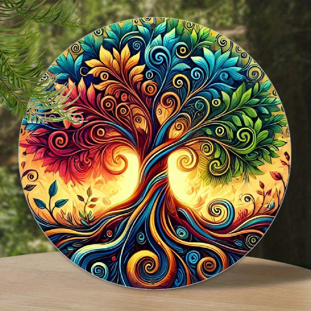 TEMU Tree Of Life Mandala 8x8" Wall Art - Home Decor, Kitchen, Living Room, Coffee Bar &amp; Bedroom, Life Tree, Hanging Plaque, Room Decor