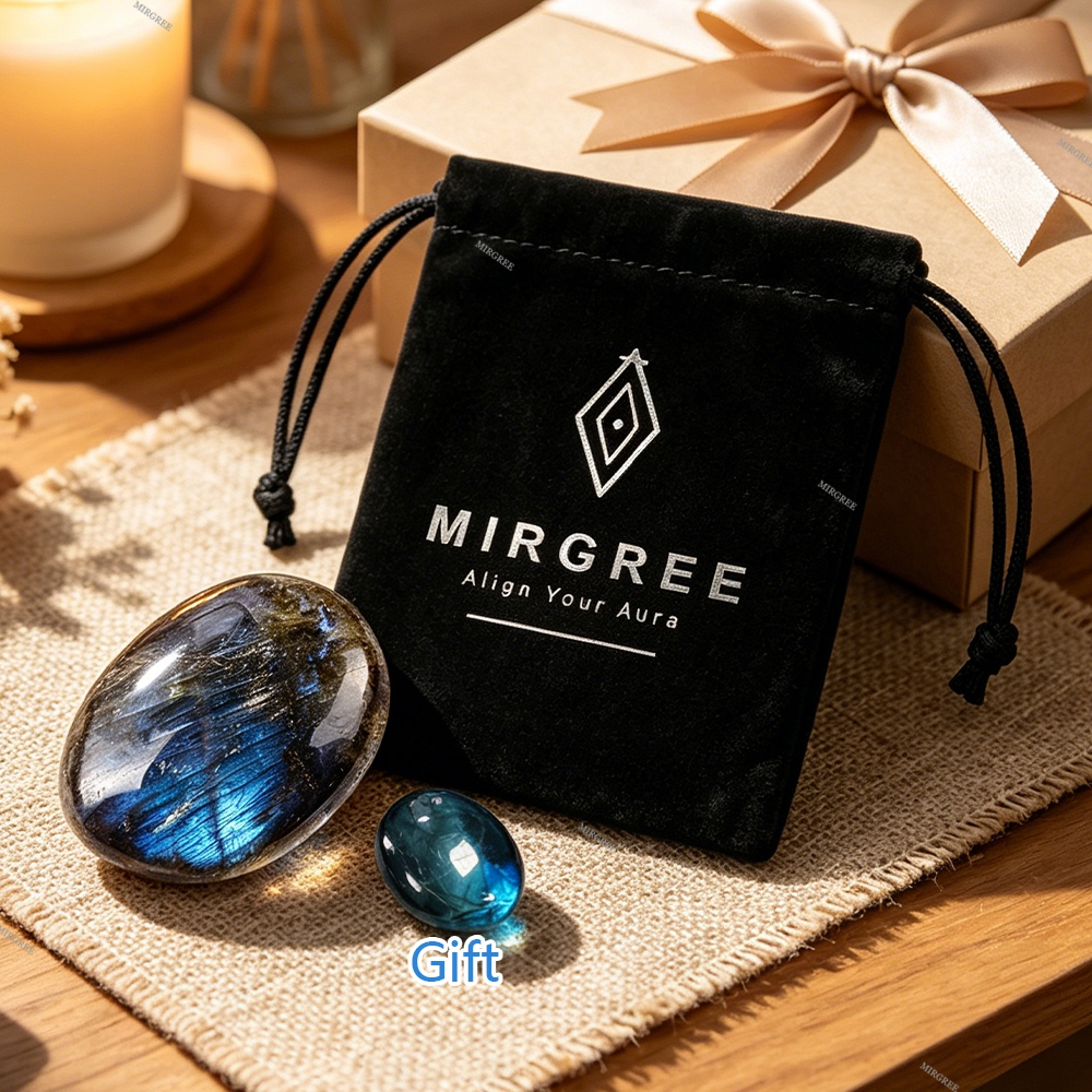 Image of Mirgree Labradorite Gift Set With Crystal & Meaning Card - Spiritual Protection Suitable For Meditation, Protection Talisman, Birthday/christmas Gift For &, Labradorite Crystal Present