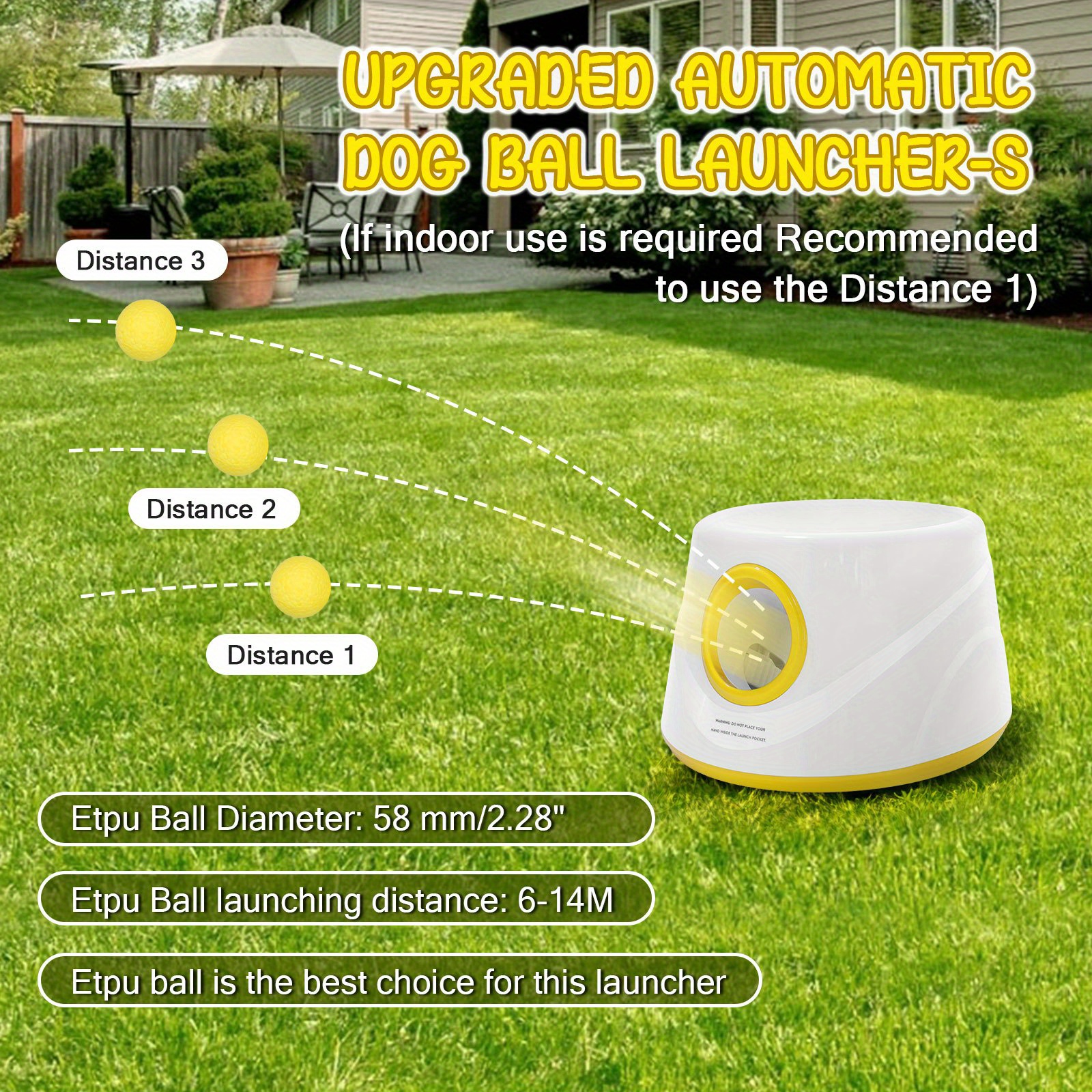 automatic dog ball launcher with operation foam tennis balls suitable for small medium dogs thrower toy 3 balls included for outdoor play training interactive puzzle game for puppies and pets Product details 3