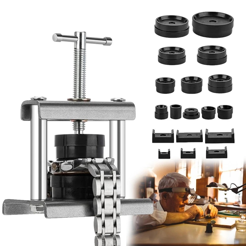 Professional Watch Press Tool Set With 18 Interchangeable Die Shapes - Modern Watch Repair Kit For Replacing Watch Batteries And Case Backs | Versatile Watch Press Tool | Easy-to-use Watch Tool