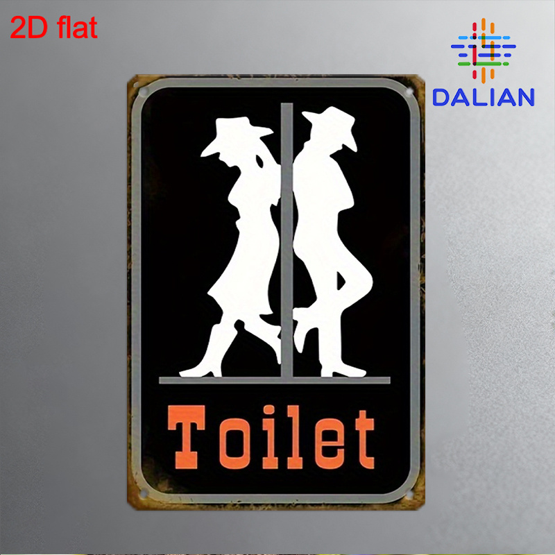 TEMU 2d Flat, 2d Plane 1pc, "western Cowboy Toilet" Themed 8x12 Inch Sign, Suitable For Bar, American Restaurant, Retro And ' Toilet Sign Decoration
