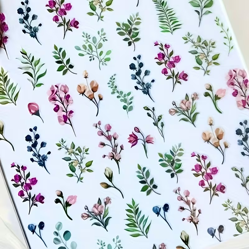 Spring Nail Stickers | Glossy, Reusable, Embroidered Paper With Self-adhesive Mounting