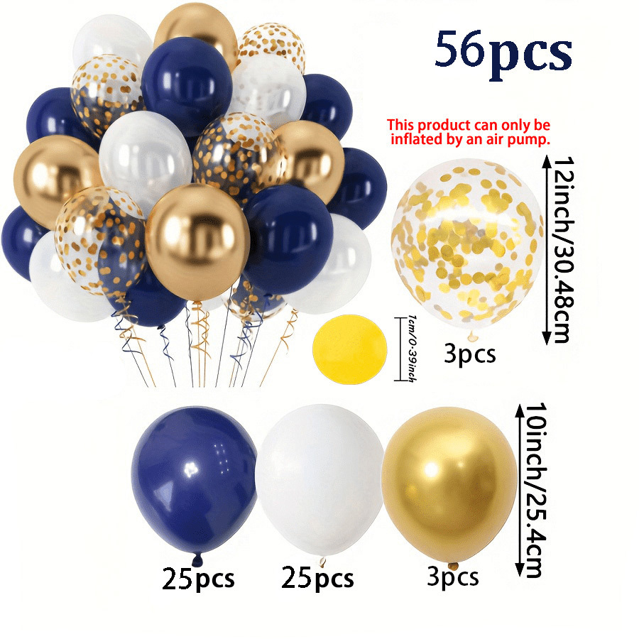 TEMU Kit de 56 ballons à bleu marine et dorés, ballons de fête élégants pour , anniversaires, fêtes prénatales, toiles de fond photo - Kit de ballons