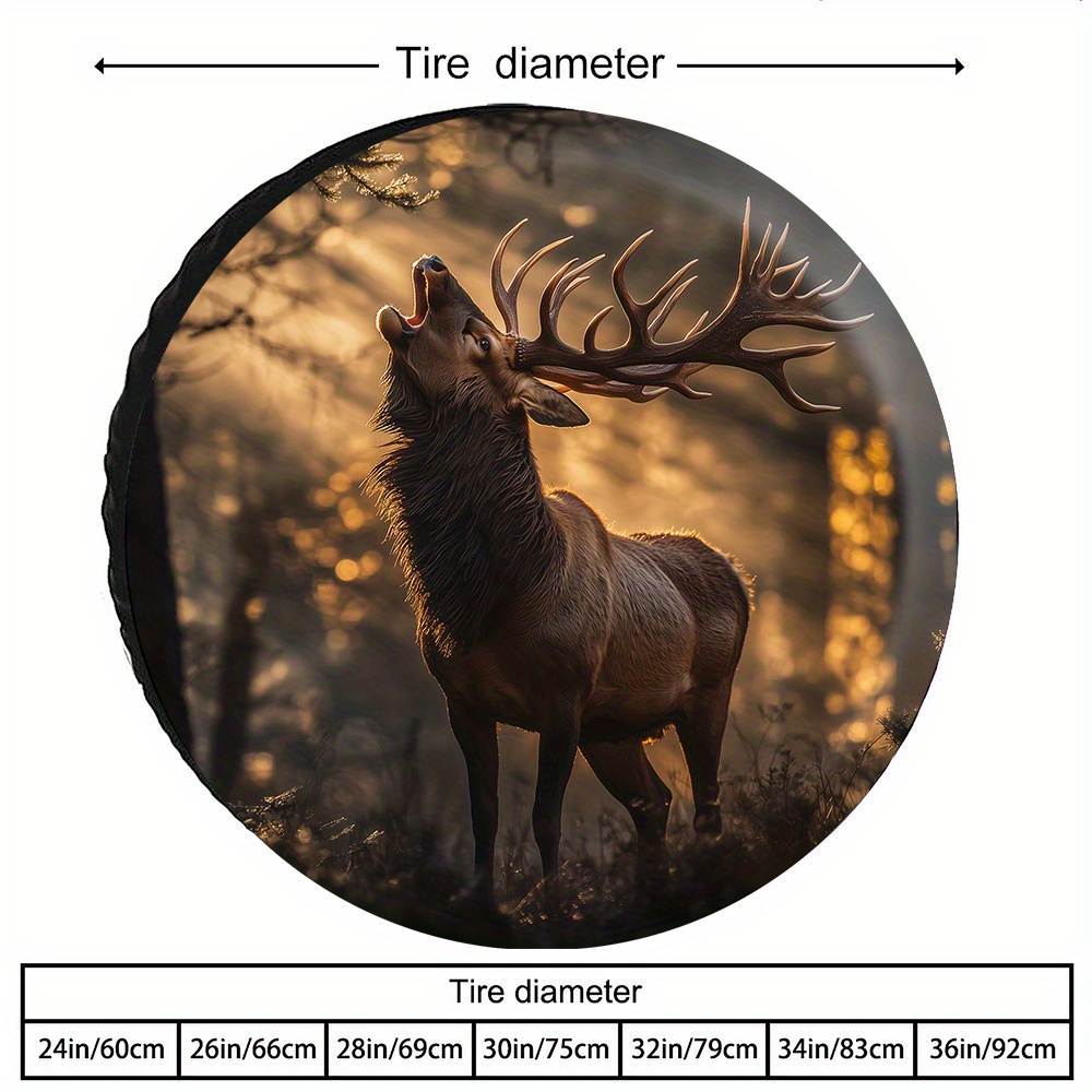 TEMU Forest Elk Design Tire Cover, Suitable For Suvs And Off-road Vehicles, Ideal For Daily Use And , Showcasing Natural Wilderness Aesthetics