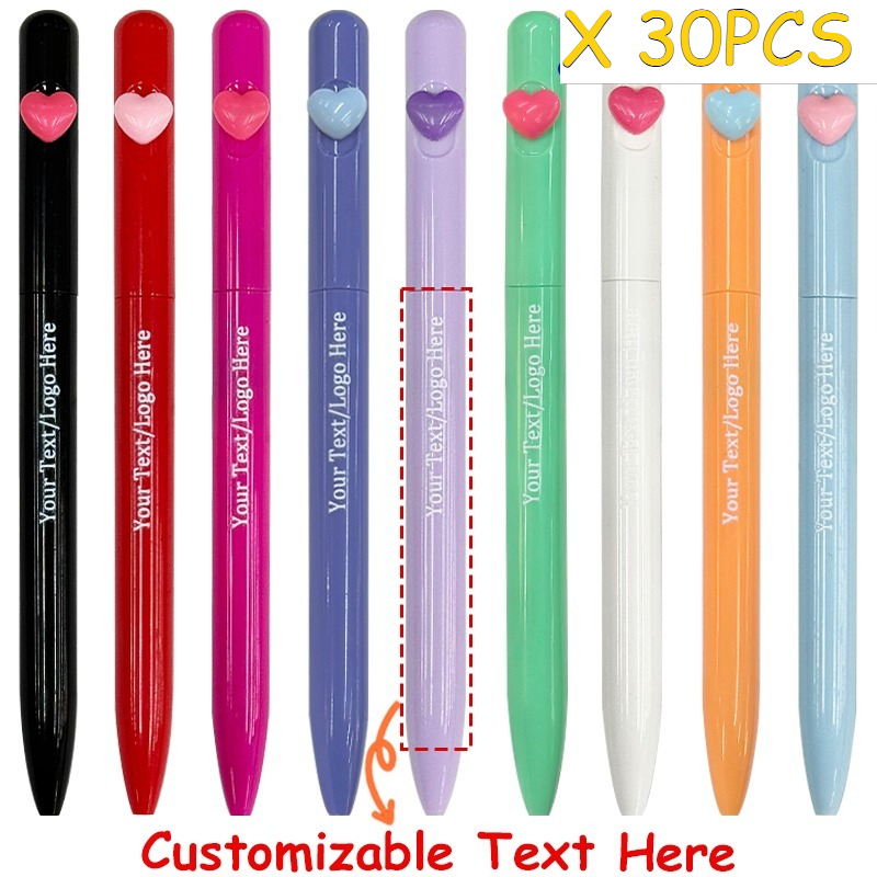 TEMU Penna a gel a a cuore da 30 pezzi | Penna personalizzata con testo/logo personalizzato a | Articoli di cancelleria estetici Kawaii per , studio,