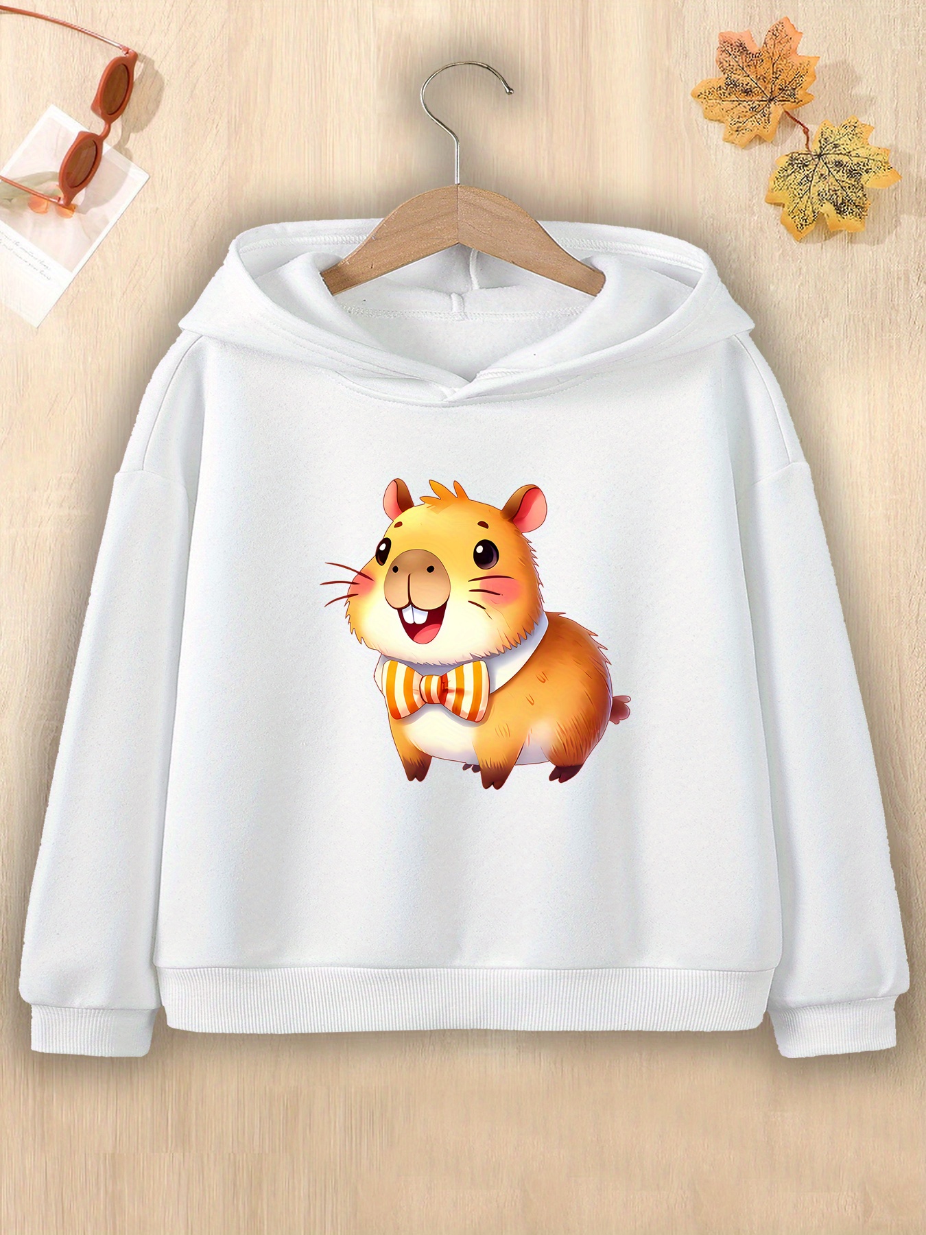 cute cartoon hamster print hooded sweatshirt unisex casual Temu