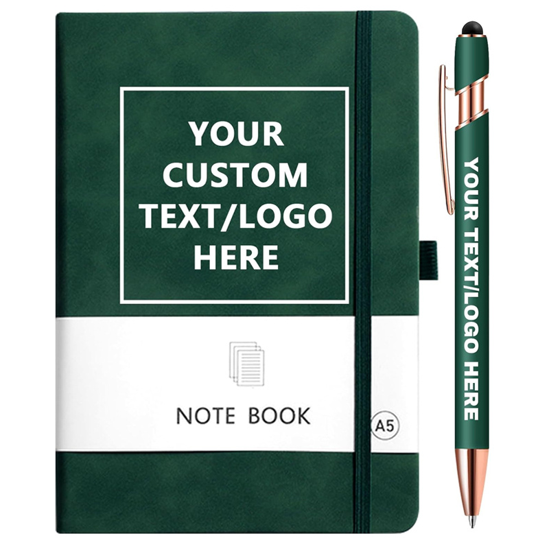 TEMU 1 Set Personalized A5 Faux Leather Notebook And Metal Ballpoint Pen Set, Horizontal Line Notebook For Business, Workers, Students And Teachers,