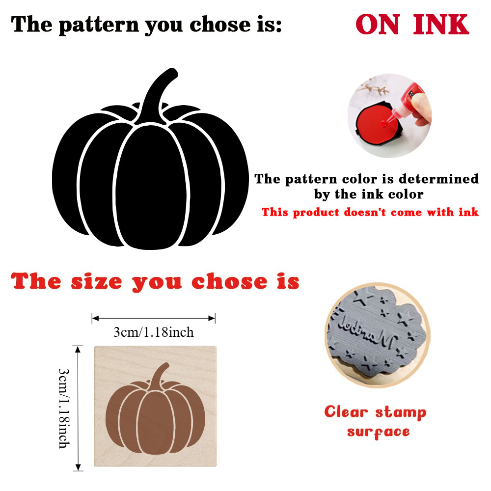 Small Decorative Pumpkin Rectangular Wooden Stamp