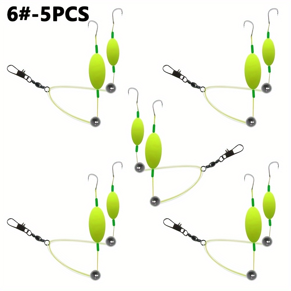 TEMU 5pcs Back-bottom Device Set, European Popular Double Floating Bean Off-bottom Hover Fishing Set, No Debugging And Flip Hook Off-bottom, 4-13 Is