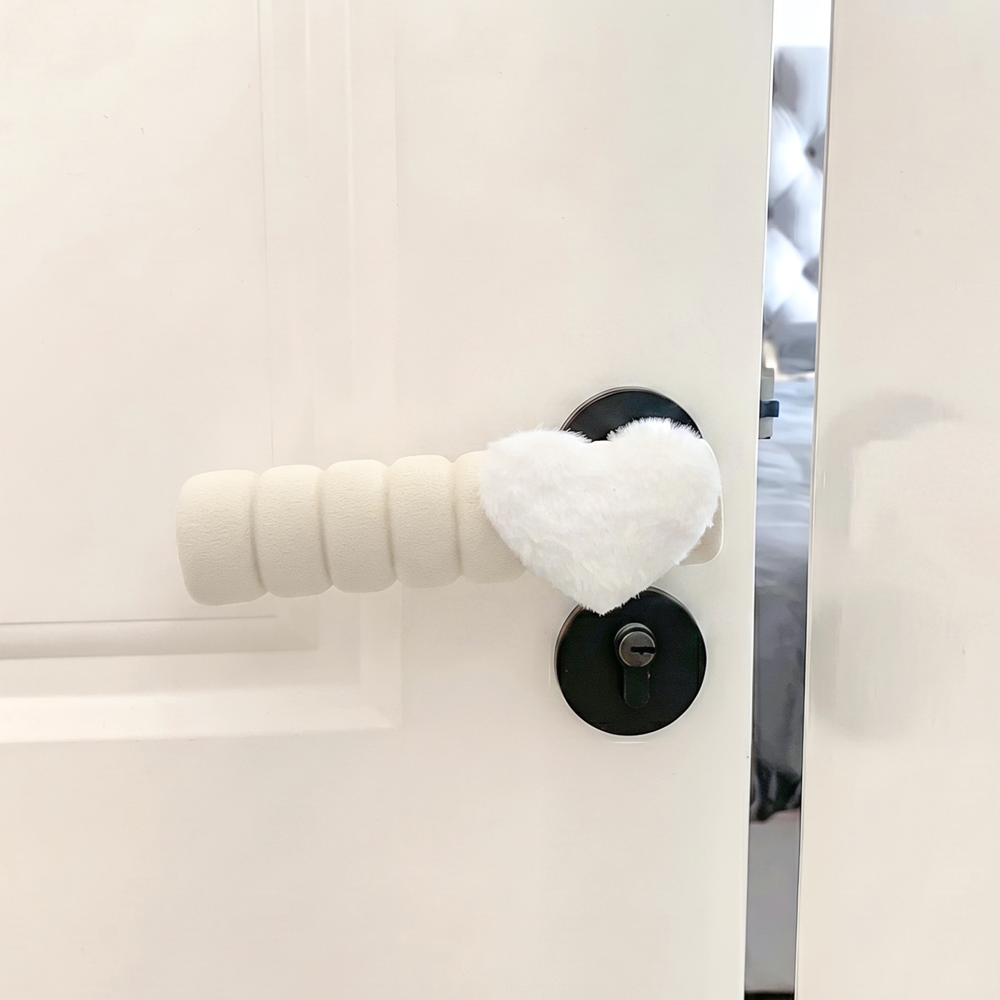 Image of 2pcs Door Handle Cover - Anti-collision & Anti-slip Protective Sleeve, Universal Fit For Bedroom & Home Use