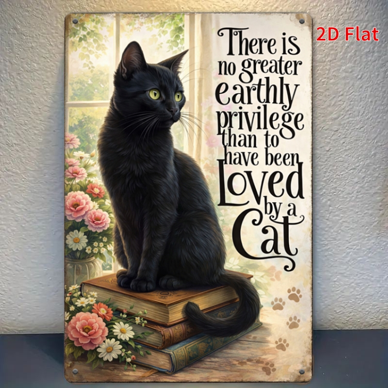 TEMU 2D Plat, [2D Plat] 1 stuks 30X20Cm - IJzeren Bord " van een Kat" Decoratief Bord, Zwarte Kat Liefhebber Metalen Kunst Bord, Huisdier Kamer