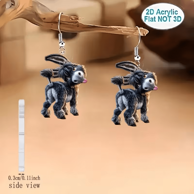 TEMU 2d - 1 Pair Cartoon Tongue-sticking Earrings - Made Of 2d Acrylic Material, Modern, Fashionable, And Minimalist Style, Suitable For Daily Casual
