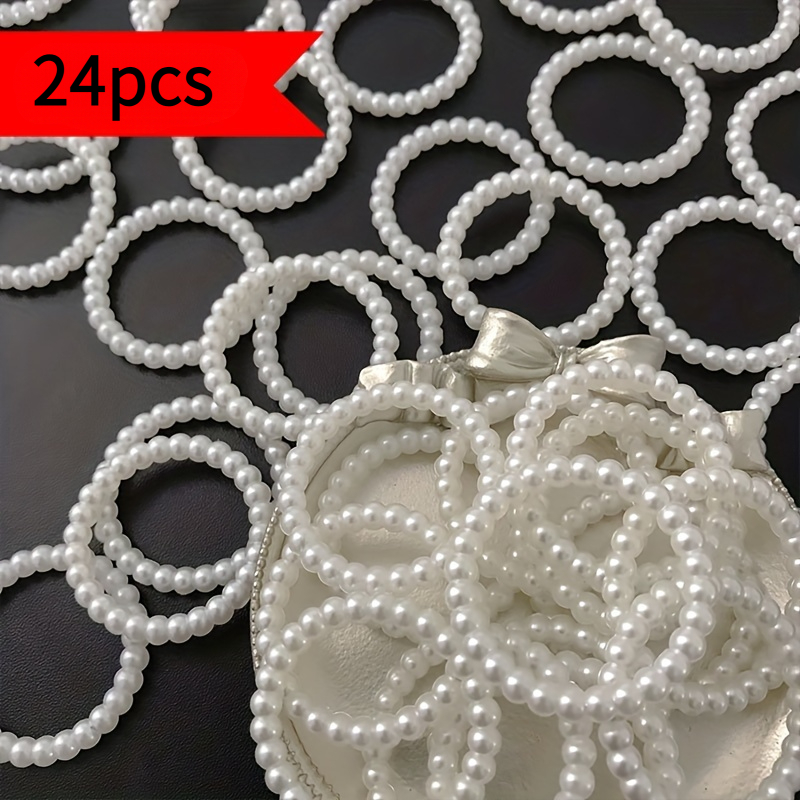 TEMU 24pcs Acrylic Pearl Beads Rings | 38mm Round Loop Beads For Phone Cases, Baroque Jewelry Making, And Fashion Additions