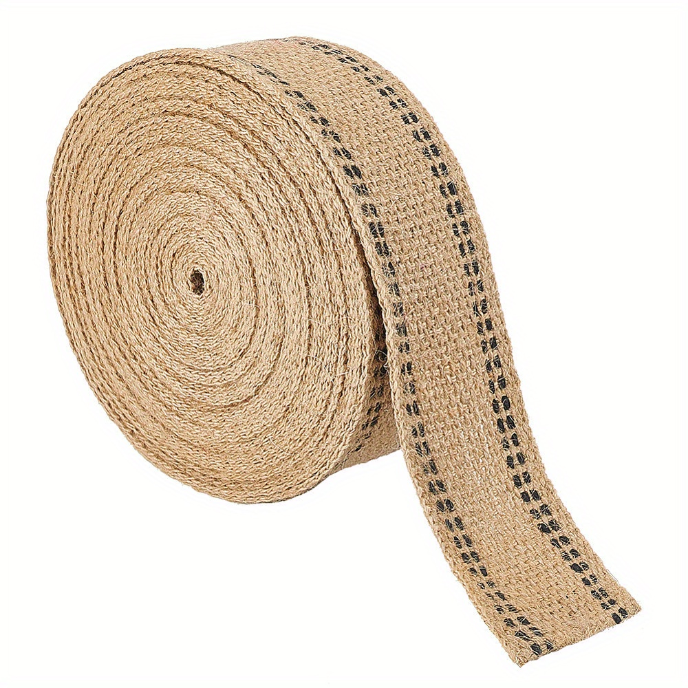 1roll 10m flat jute ribbon with   edge hessian ribbon for home   and gift wrapping tan 2 inch 50mm about 10 94 yards 10m roll craft supplies stickers handmade set thanksgiving new year s gifts