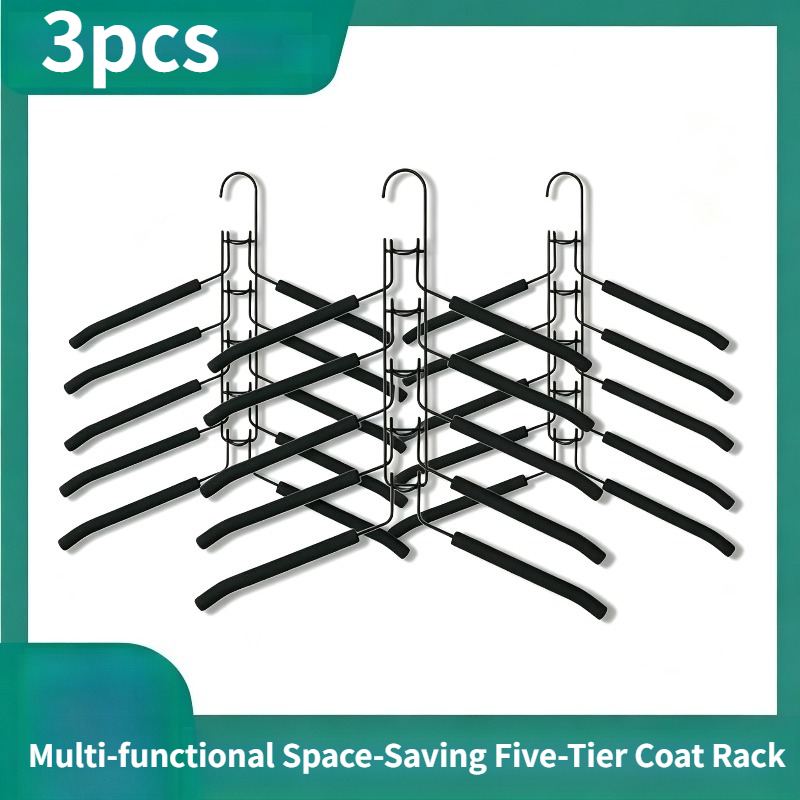 TEMU 3pcs Set Of Heavy-duty Space- Hangers - Metal With Foam Padding, Polished End, Ideal For Coats, Sweaters, Suits, And T-shirts, Coat Hangers