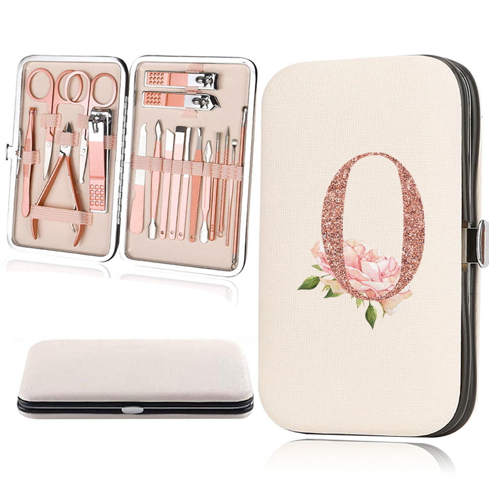 18pcs Rose Golden Nail Studio Set with Portable Storage Box