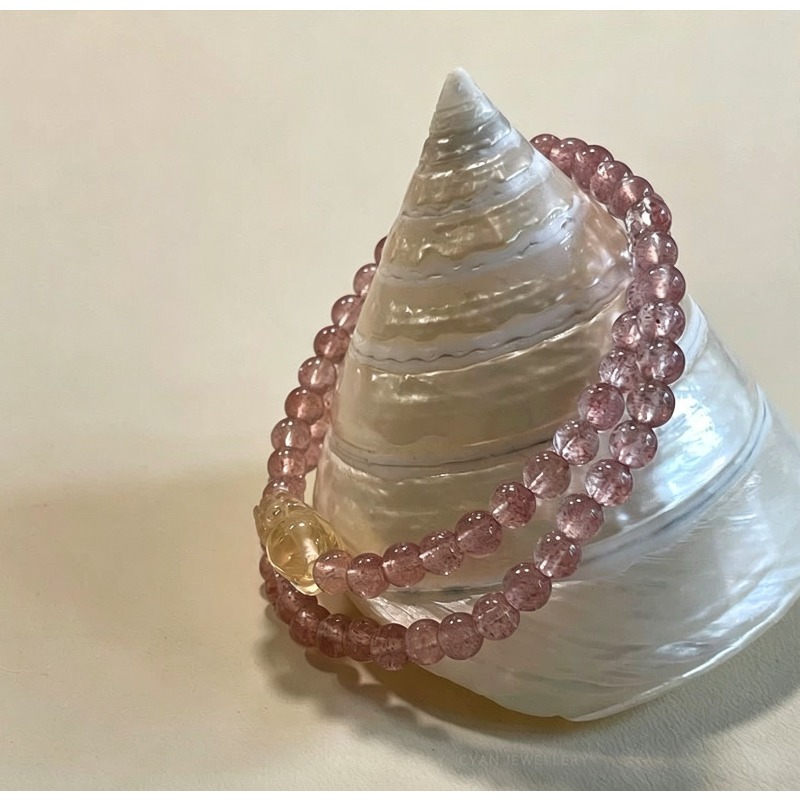 Ice-Grain Strawberry Crystal Bracelet and Necklace Set