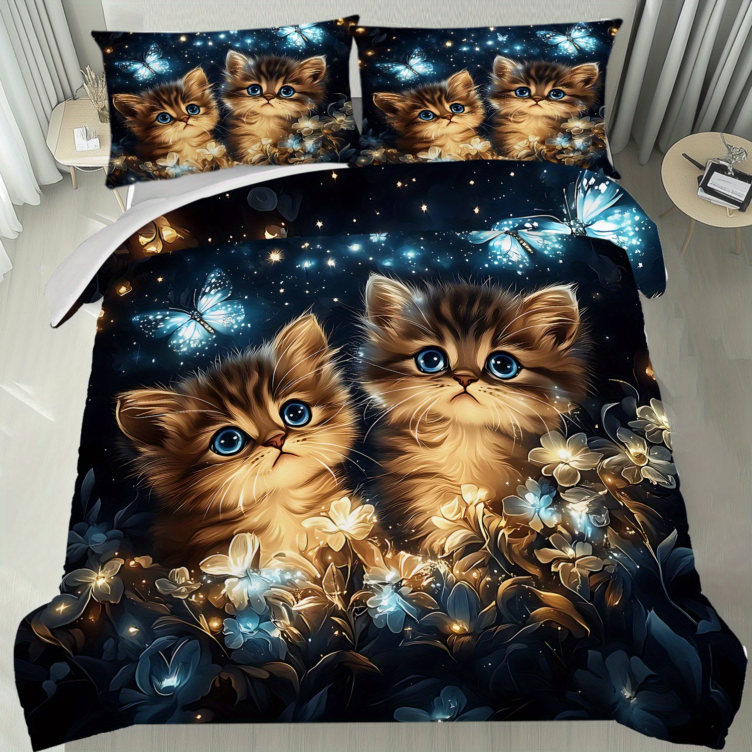 TEMU Mokalala 2/3pcs Magical Kitten Duvet Cover Collection, Bedding Ensemble, Fitted Sheet Collection (1 Quilt Cover   1/2 Pillowcases), Design,