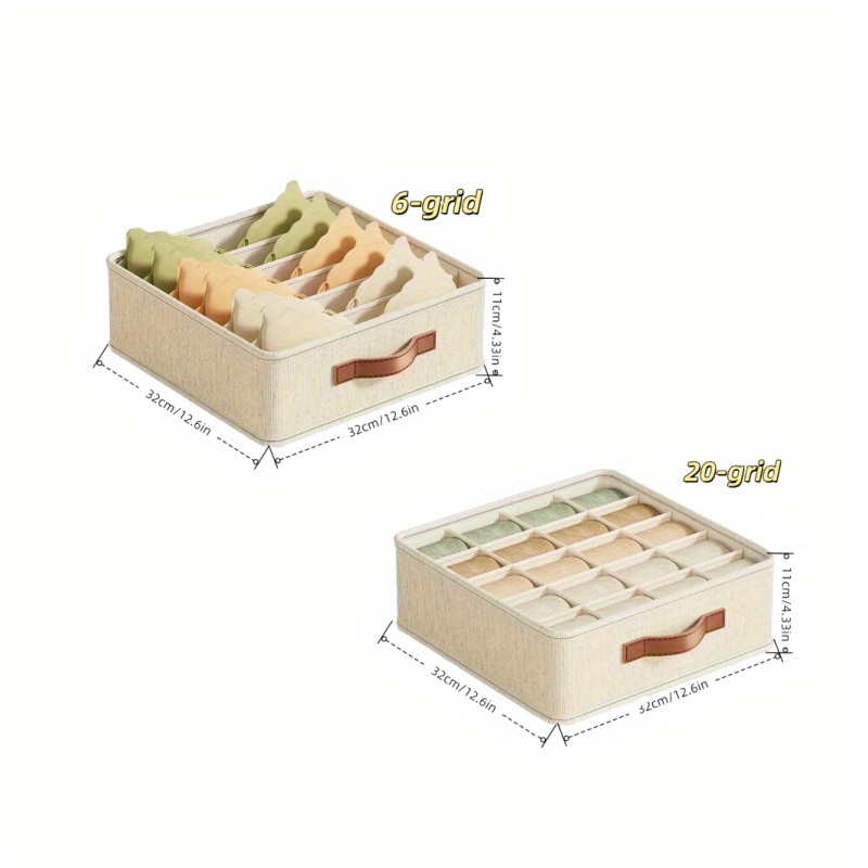 TEMU 2pcs Underwear Drawer Storage Box, Panties Storage Drawer Divider Basket For Bras, Socks, Belts, Household Space Organizer Of Wardrobe, Closet,