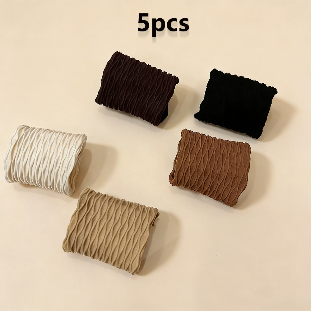 E-shop Aylhfo 5 Stück Neue Bunte Breitband-Haargummis mit Hoher Elastizität, Damenmode Einfache Breitband-Schwarze Basis-Haargummis, Haarbänder,