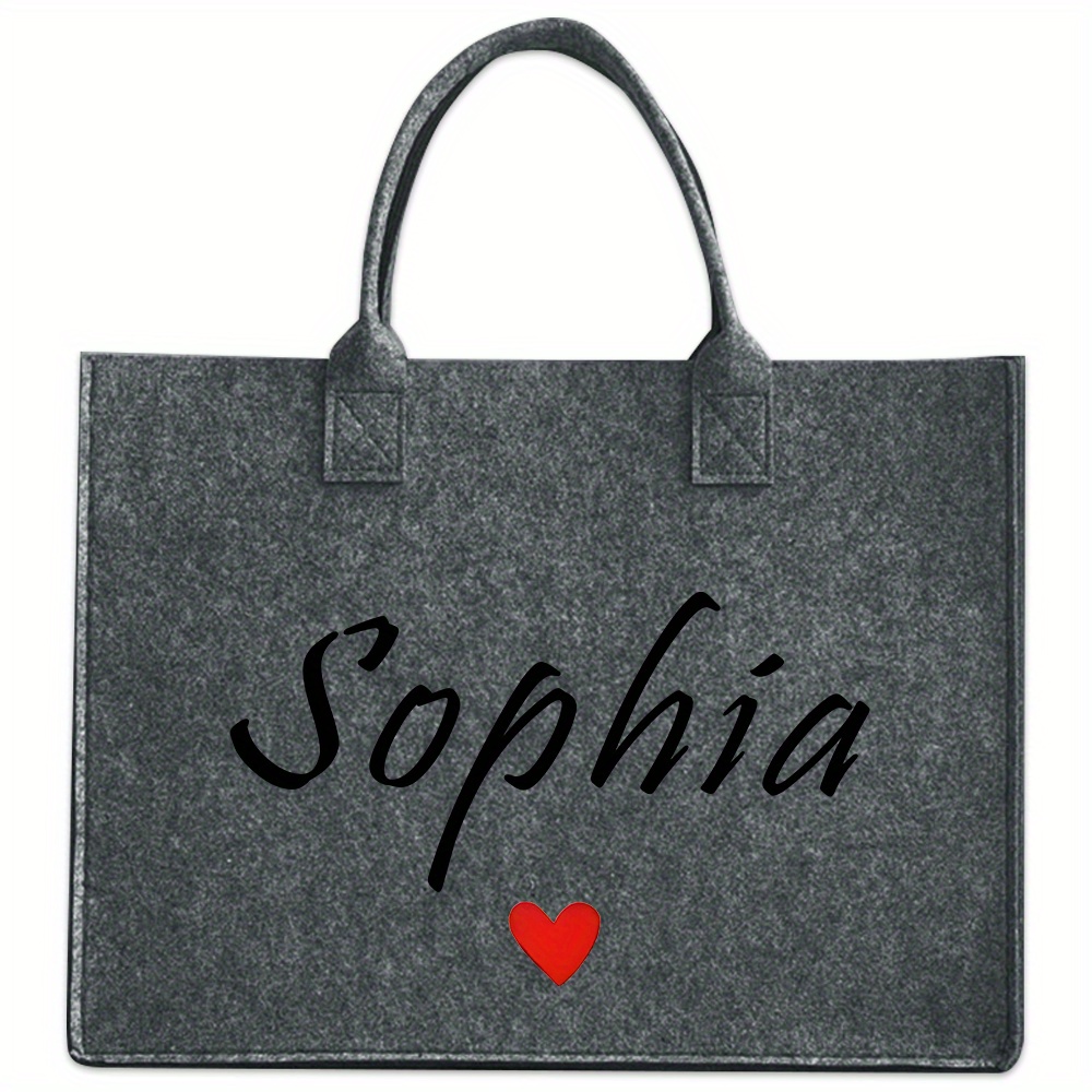 TEMU 1 Custom Personalized Felt Tote Bag With Heat Transfer Printing, Women's Tote Bag, Practical Commuting Bag For Work, Bag, Stylish Travel Bag,