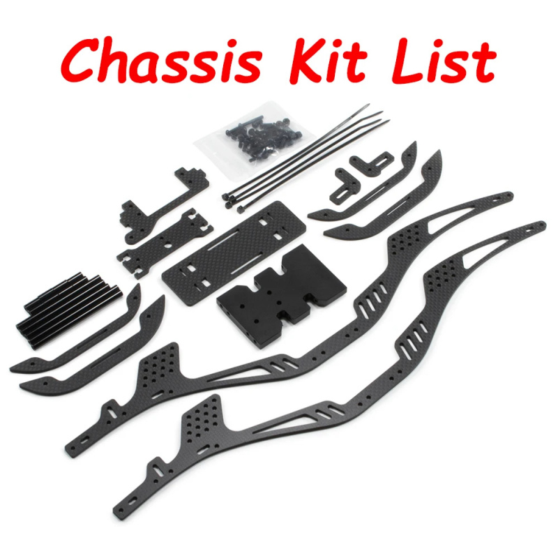 Image of Carbon Fiber Lcg Chassis Kit Compatible For Scx10 Ii/element Rc Crawler Frame With Delrin Skid System, Rigs For 1/10 - Builds, Upgrades For Rc Car Crawler Competition & Enduro Racing