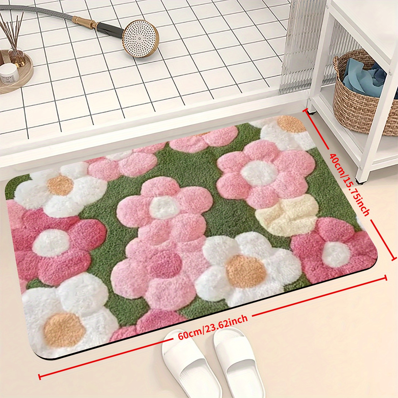 Image of 1pc With Bright , , Absorbent And Quick-drying Non-slip Bathroom Floor Carpet, Washable, Ideal For Kitchen, Entrance And Shower Decoration - The Perfect Gift, Bathroom Accessory