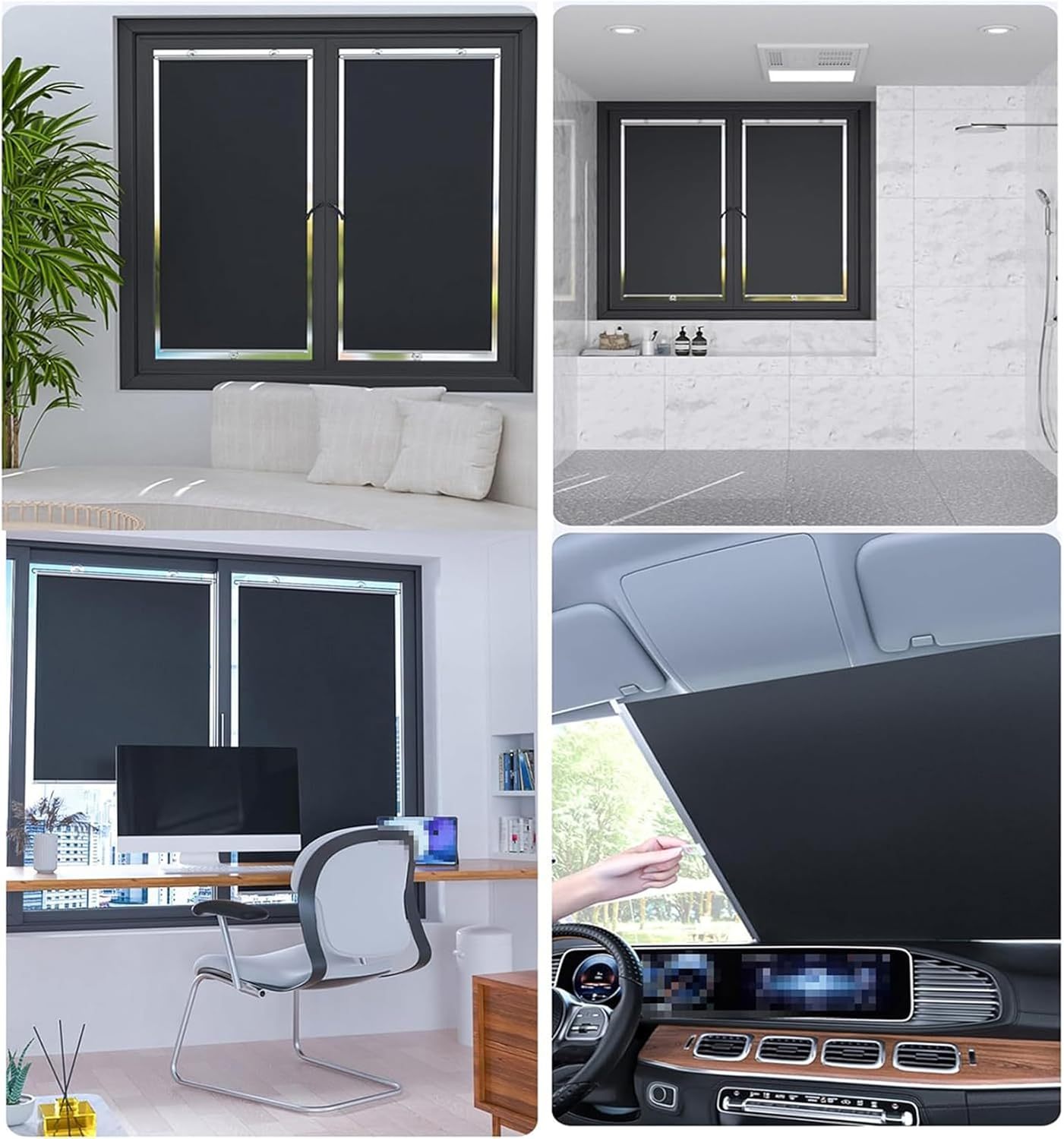 Punch-Free Suction Cup Blackout Curtain - High Quality 100% PVC Thermal Insulated Blackout Roller Shade, Design, Suitable for Kitchen, Bathroom And Car Windows, Modern Style, Blocks Light And Keeps Warm, Bedroom Privacy Screen | Smooth Texture