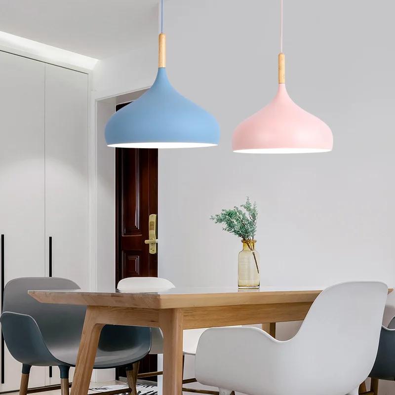 modern pendant lamps macaroon chandelier for restaurant bedroom hanging light aluminum single chandelier office decorative rings details 1