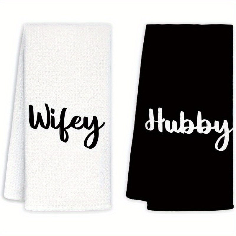 

2pcs Set - '' Hand Towels, , Honeymoon, Wedding Gifts - Contemporary Cartoon Design, Polyester, Machine Washable - Kitchen & Dining Decor