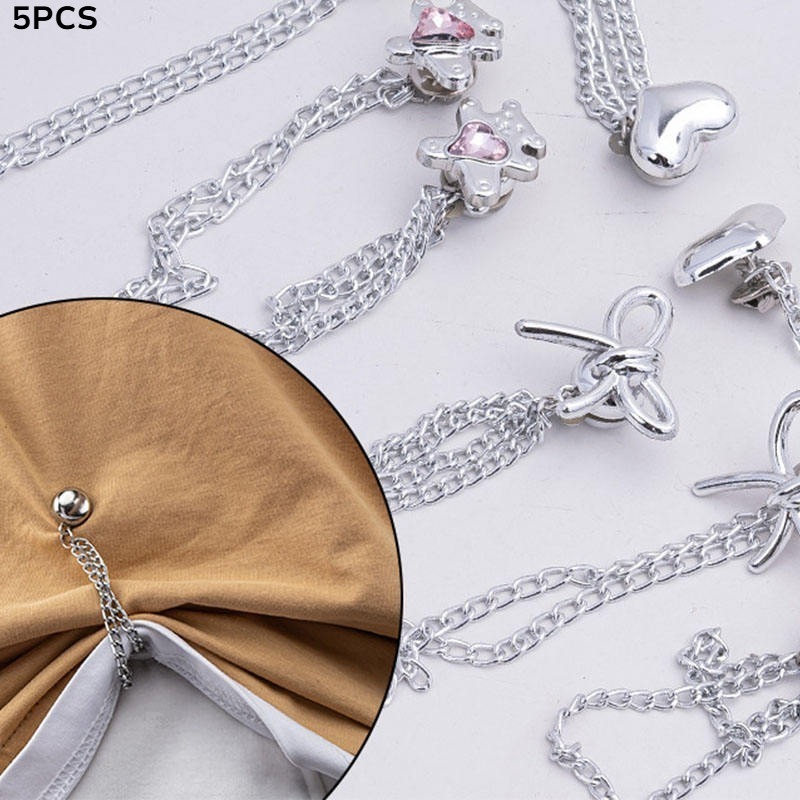 E-shop 5 Stück Verstellbare Damen Kleiderclips, Schmetterling und Herz Dekoration - Sofortige Ärmelverkürzung, Geeignet für Hemden, Röcke, Hosen -