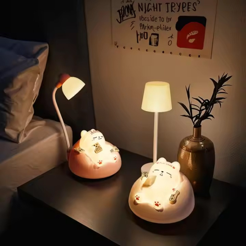2pcs sleeping cat night light with usb charging 3 level brightness adjustment   decompression light atmosphere light modern anime themed design touch control rechargeable lithium battery ideal for bedroom decor bedroom night light modern   usb rechargeable light cat night light Product details 3
